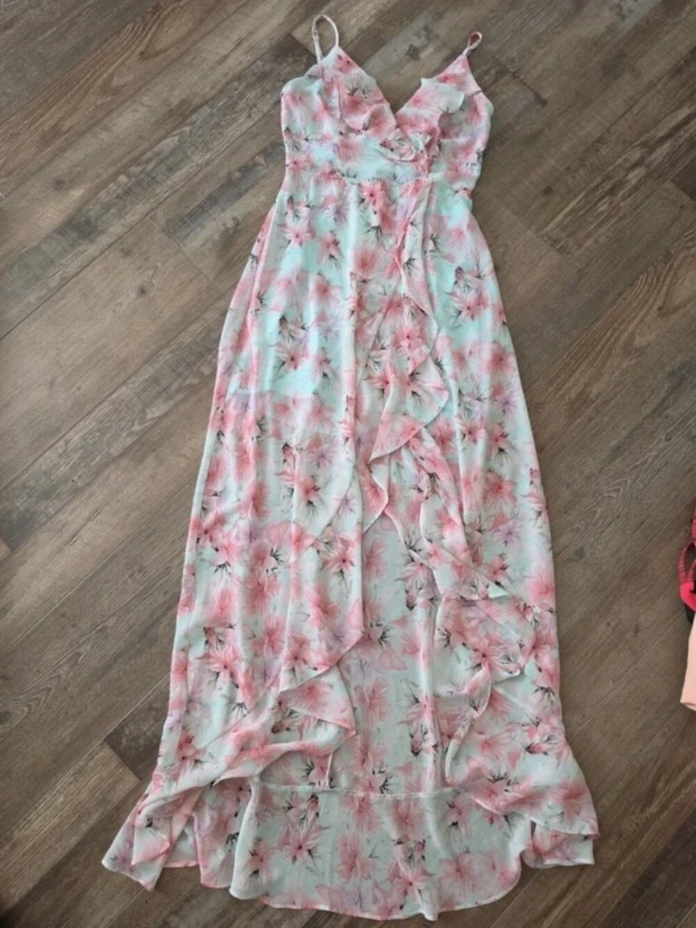 Fashion Nova pink and teal summer dress XS New vacation brunch